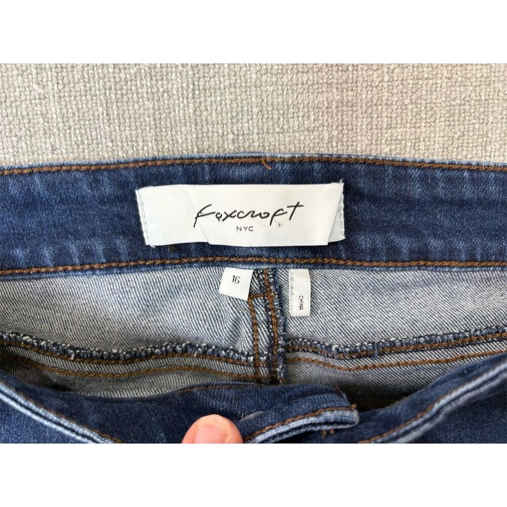 Foxcroft NYC Women's Jeans 16 Blue Straight Leg Stretch Denim Contrast Piping - Picture 8 of 12